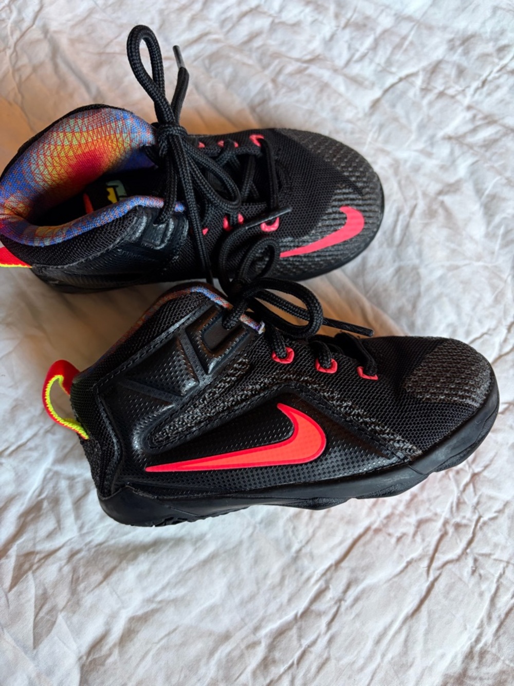Nike Kids LeBron Sneakers with Neon Pink Swoosh